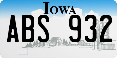 IA license plate ABS932