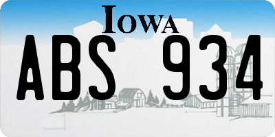 IA license plate ABS934