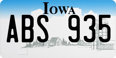 IA license plate ABS935