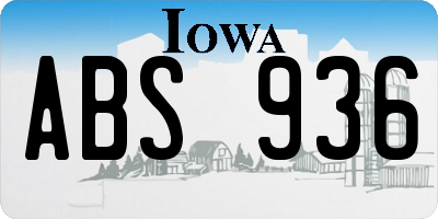 IA license plate ABS936