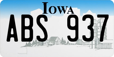 IA license plate ABS937