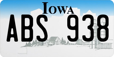 IA license plate ABS938