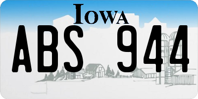 IA license plate ABS944