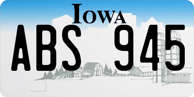 IA license plate ABS945