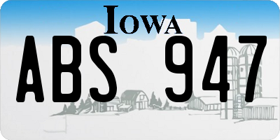 IA license plate ABS947