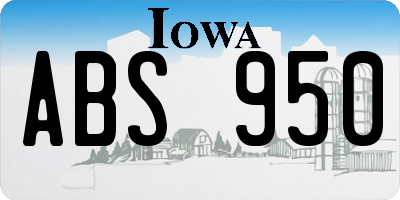 IA license plate ABS950