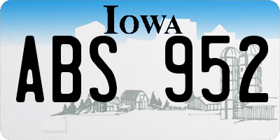 IA license plate ABS952