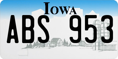 IA license plate ABS953