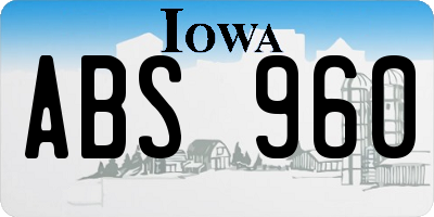 IA license plate ABS960