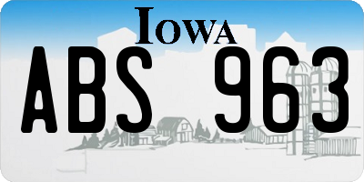 IA license plate ABS963