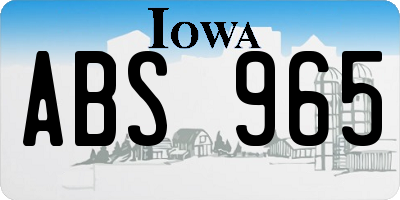 IA license plate ABS965
