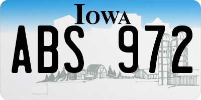 IA license plate ABS972