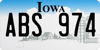 IA license plate ABS974