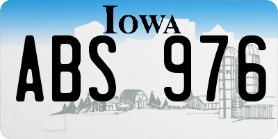 IA license plate ABS976
