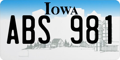 IA license plate ABS981