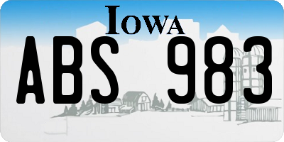 IA license plate ABS983