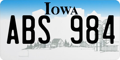 IA license plate ABS984