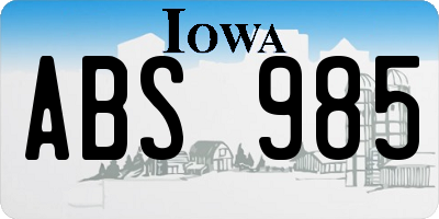 IA license plate ABS985