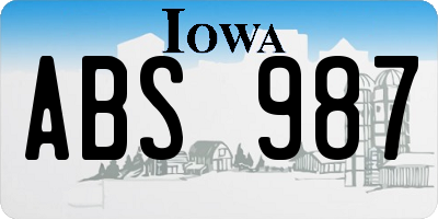 IA license plate ABS987