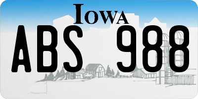 IA license plate ABS988