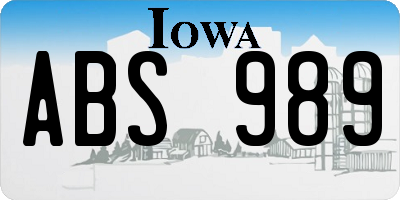 IA license plate ABS989