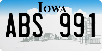 IA license plate ABS991