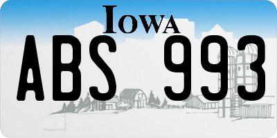 IA license plate ABS993