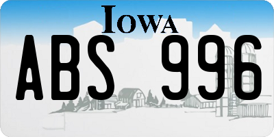 IA license plate ABS996