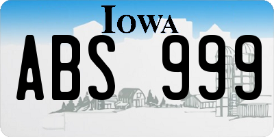 IA license plate ABS999
