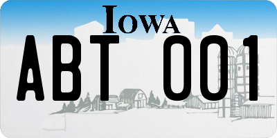 IA license plate ABT001