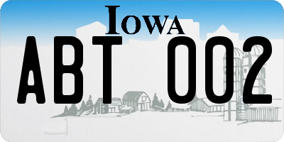 IA license plate ABT002