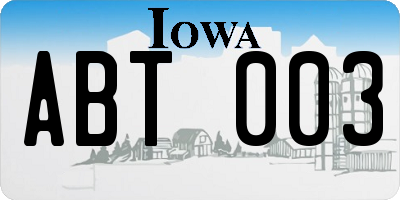 IA license plate ABT003