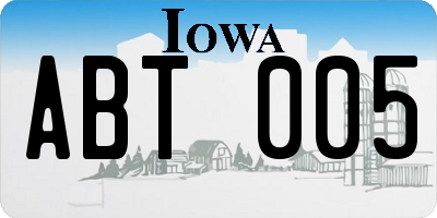 IA license plate ABT005