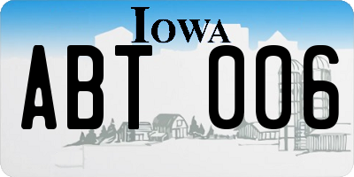 IA license plate ABT006