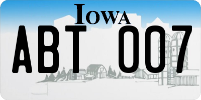 IA license plate ABT007
