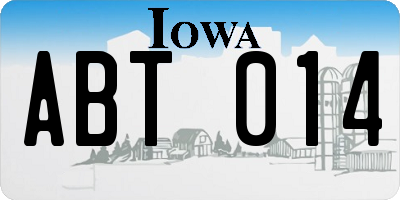 IA license plate ABT014