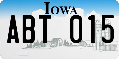 IA license plate ABT015