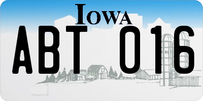 IA license plate ABT016