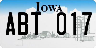 IA license plate ABT017