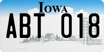 IA license plate ABT018