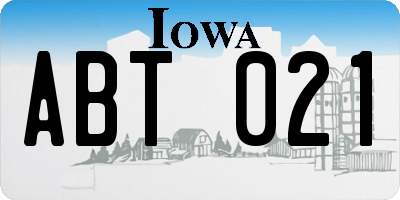 IA license plate ABT021