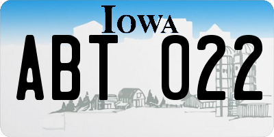 IA license plate ABT022