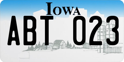 IA license plate ABT023