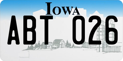 IA license plate ABT026