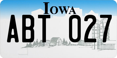 IA license plate ABT027