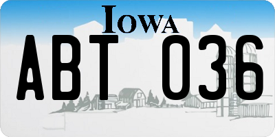 IA license plate ABT036