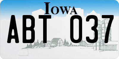 IA license plate ABT037