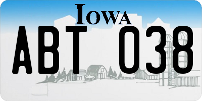 IA license plate ABT038