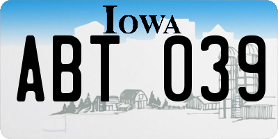 IA license plate ABT039