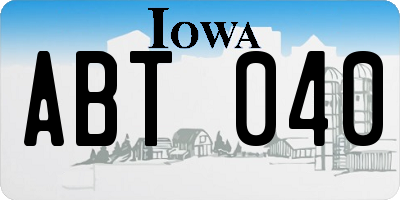 IA license plate ABT040